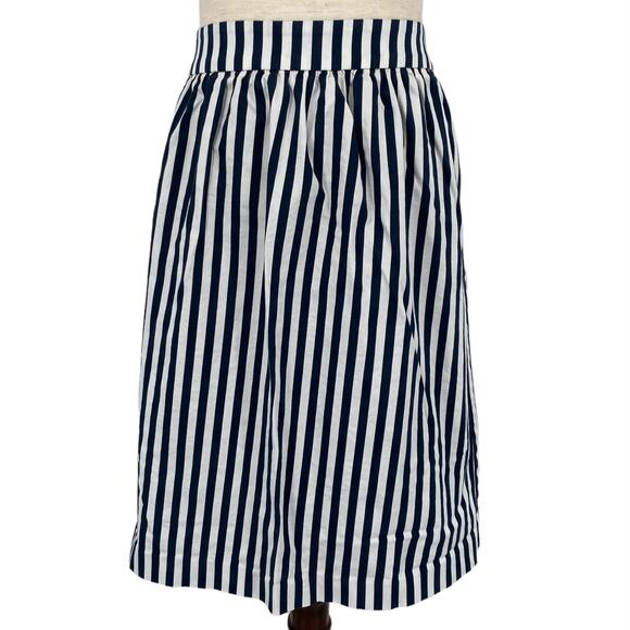 ANN TAYLOR Vertical Striped A Line Skirt Blue White Size 4 Petite Nautical Chic - Picture 3 of 6